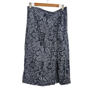 MADEWELL Linen-Blend Knotted Midi Skirt in Paisley Garden Size 10 NWT